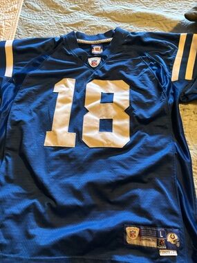 Reebok Royal Blue and White #18 (Peyton Manning) Colts Football Jersey